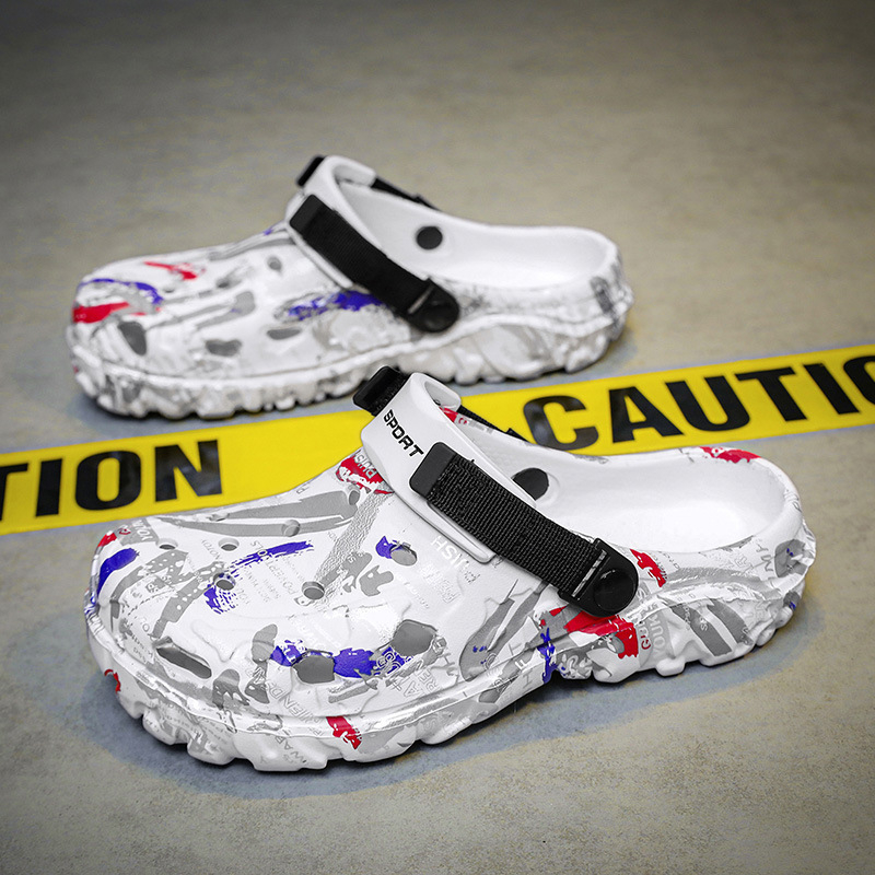 Vyriniai lengvi vasariniai EVA sandalai su perforuotu viršumi, slip-on, žemas profilis, apvali piršto nosis