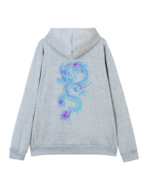 Kardiganas su gobtuvu, spausdinta grafika, poliesterio pluoštas 91–95%, svoris 250–300 g, laisvas kirpimas