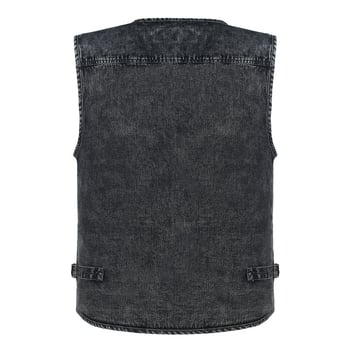 Ανδρικό γιλέκο χωρίς μανίκια με φερμουάρ, πολλαπλές τσέπες, στενή γραμμή, επένδυση φλίς