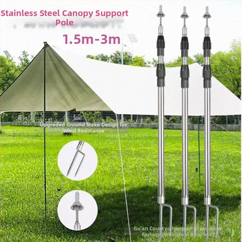 Izvelkams nerūsējošā tērauda jumta atbalsta stabs ar zemes enkuru — uzlabota, biezāka versija