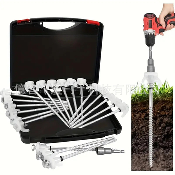 Menetes sátor talajszeg forgatható műanyag fejjel, alacsony széntartalmú acélból, fluoreszkáló