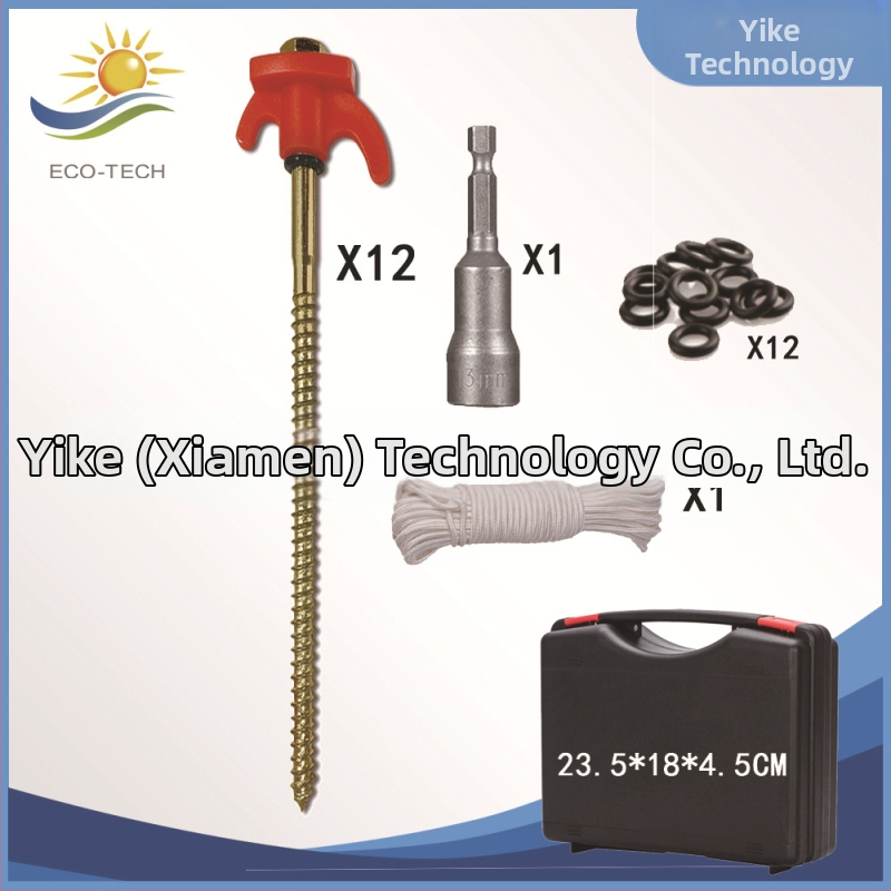 Sraigtiniai palapinės kuolai su pasukama plastine galvute, iš žemojo anglies plieno, fluorescenciniai