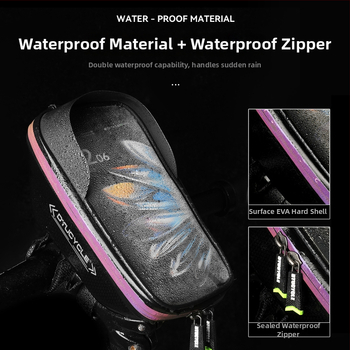 Dtucycle EVA kietojo korpuso dviračio vairo krepšys, atsparus vandeniui, atšvaitinis, telefono kišenė su jutikliniu ekranu