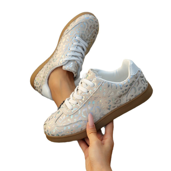 Unisex sportiniai bateliai su leopardiniu raštu – žemas viršus, gumos padas, EVA vidpadis, raišteliai, kvėpuojantys