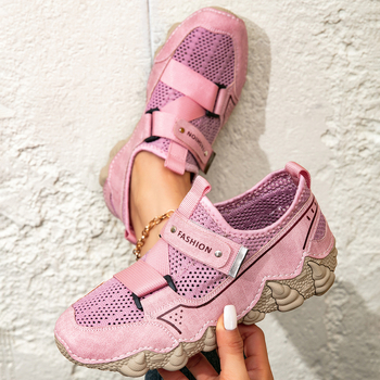 Αθλητικά παπούτσια με αναπνεύσιμο επάνω μέρος από δίχτυ, Velcro κλείσιμο, χαμηλό προφίλ, στρογγυλή μύτη