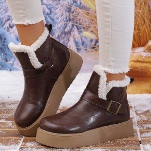 Női hócsizmák, PU külső, belső műszőrmével bélelt, gumi talp, alacsony szár, vastag sarok 3-5 cm