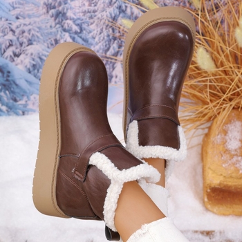 Női hócsizmák, PU külső, belső műszőrmével bélelt, gumi talp, alacsony szár, vastag sarok 3-5 cm