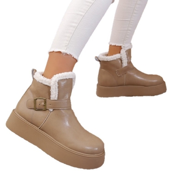Női hócsizmák, PU külső, belső műszőrmével bélelt, gumi talp, alacsony szár, vastag sarok 3-5 cm