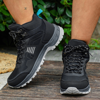 Vyriski žygio bateliai pavasario–rudens sezonai, vandeniui atsparūs, neslystantys, tvarūs, viršus: oda-drobė-oda, padas: guma