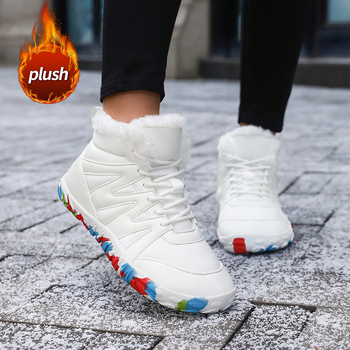 Ženske zimske čizme s PU gornjim dijelom, pamuk u unutrašnjosti, gumom na potplati, niski pet