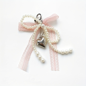 Pitsist lips telefoni kaelakee – käsitöö, helmestest ja pärlitest, südamekujuline võtmehoidja