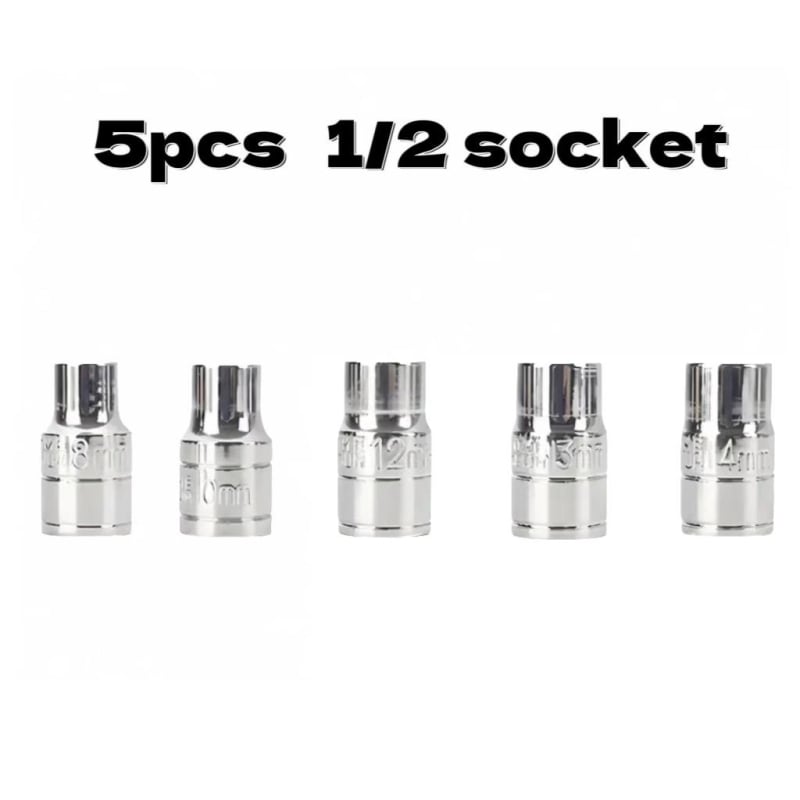 Set cu impact fără fir, prindere de 1/2 inch, Set metric de capete de soc, 10 piese