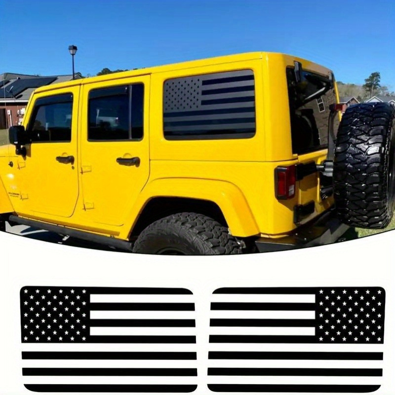 Jeep Wrangler 4 durų automobilio korpuso lipdukas su vėliavos ir kalnų motyvu užpakaliniam stiklui – lipdukas klijuojamas