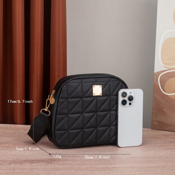 PU crossbody krepšys, horizontalis kvadratinė forma, užtrauktukas, vidinės kišenės telefonui ir dokumentams, vienas dirželis, gaivus ir saldus stilius, 2025 pavasaris