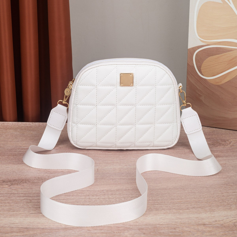 PU crossbody krepšys, horizontalis kvadratinė forma, užtrauktukas, vidinės kišenės telefonui ir dokumentams, vienas dirželis, gaivus ir saldus stilius, 2025 pavasaris