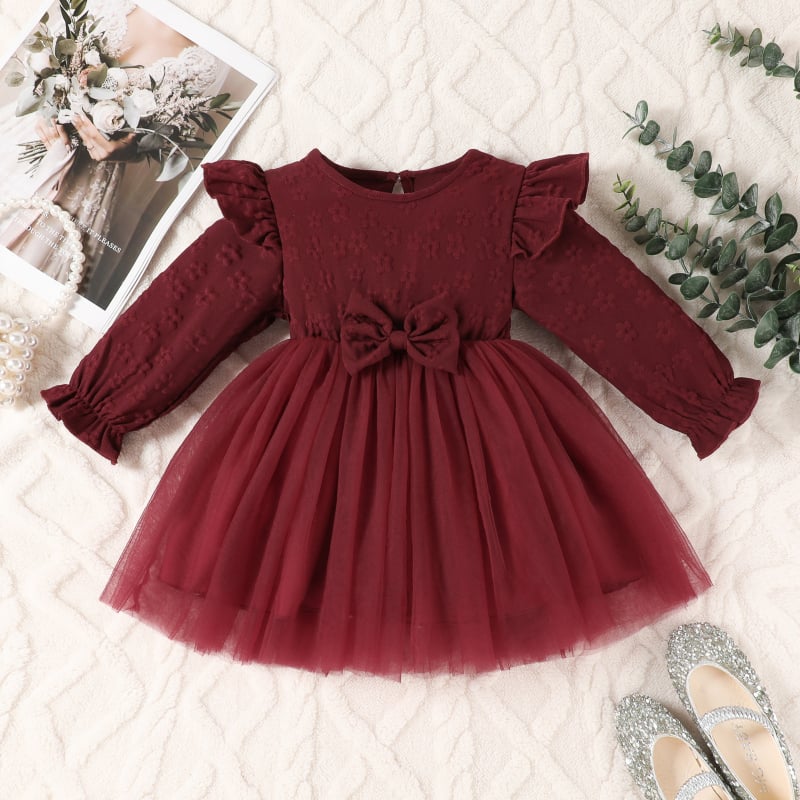 Dječja pletena haljina s dugim rukavima i princes krojem; glavna tkanina 100% poliester; podstava 100% poliester; pogodna za uzrast 1–3 godine