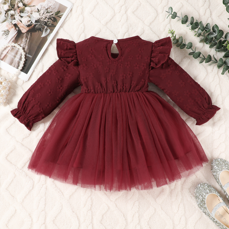 Dječja pletena haljina s dugim rukavima i princes krojem; glavna tkanina 100% poliester; podstava 100% poliester; pogodna za uzrast 1–3 godine