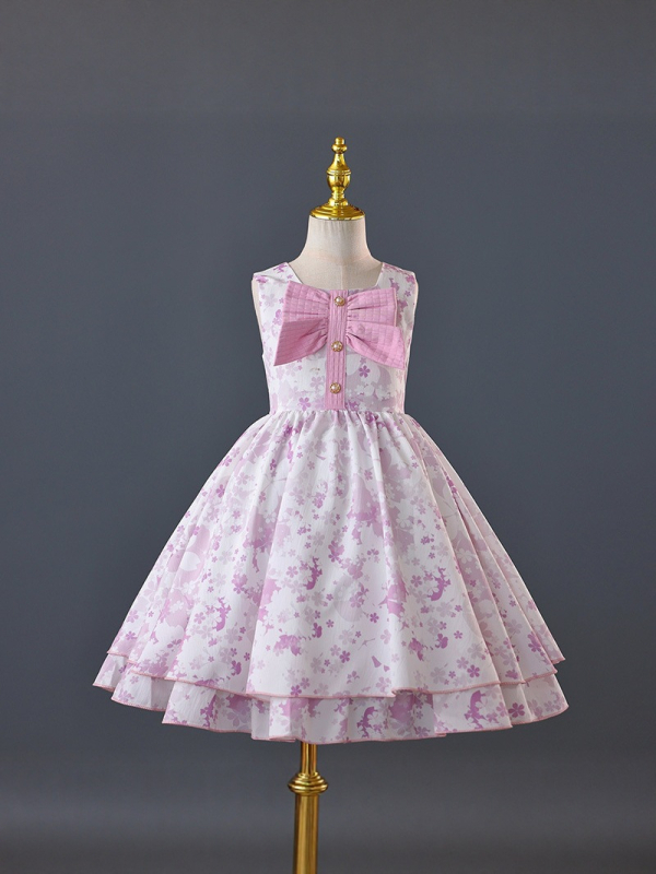 Vaikų suknelė — saldus princesės stilius, rudens 2025 leidimas, poliesterio audinys su enziminiu plovimu ir permatoma tekstūra, mergaitėms nuo 8 metų.