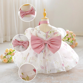 Vaikiška suknelė su pūkuotomis rankovėmis ir petnešėlėmis, skaitmeniniu spausdinimu ant tinklelio tutu sijono, audinys: poliesterio 65% + medvilnės 35%