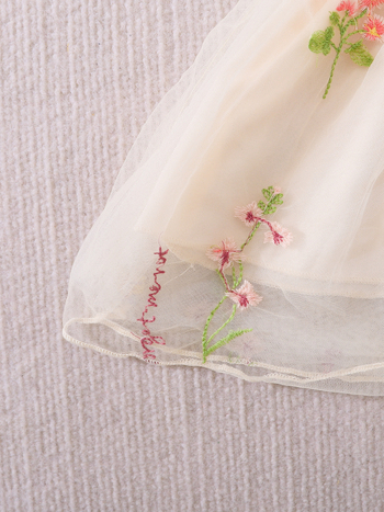 Rochie pentru fetițe nou-născute, în stil prințesă, din plasă, cu broderie florală și fustă tutu cu bretele, potrivită pentru vară
