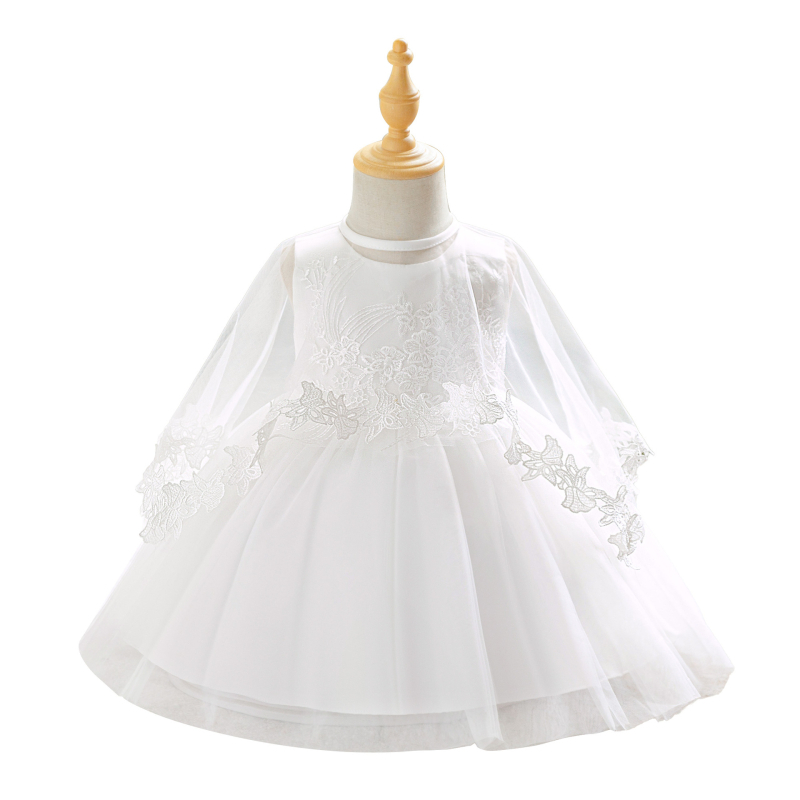 Kūdikių suknelė 1–3 metų – nėrinių siuvinėjimas, krikšto suknelė su šalu, poliesteris 65% / pamušalas 35% medvilnė