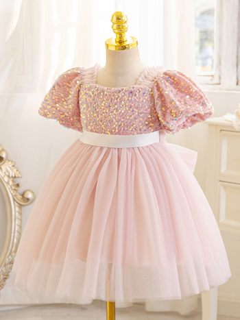 Vaikų princės suknelė su blizgučiais ir tutu sijonu, acetato pluošto audinys su medvilnės pamušalu