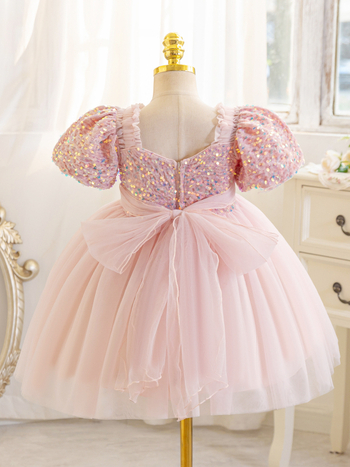 Vaikų princės suknelė su blizgučiais ir tutu sijonu, acetato pluošto audinys su medvilnės pamušalu