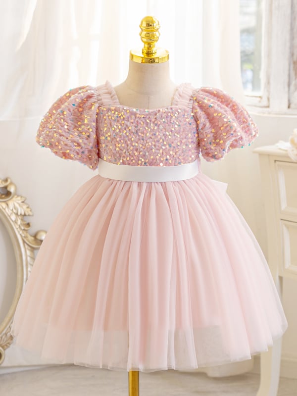 Vaikų princės suknelė su blizgučiais ir tutu sijonu, acetato pluošto audinys su medvilnės pamušalu