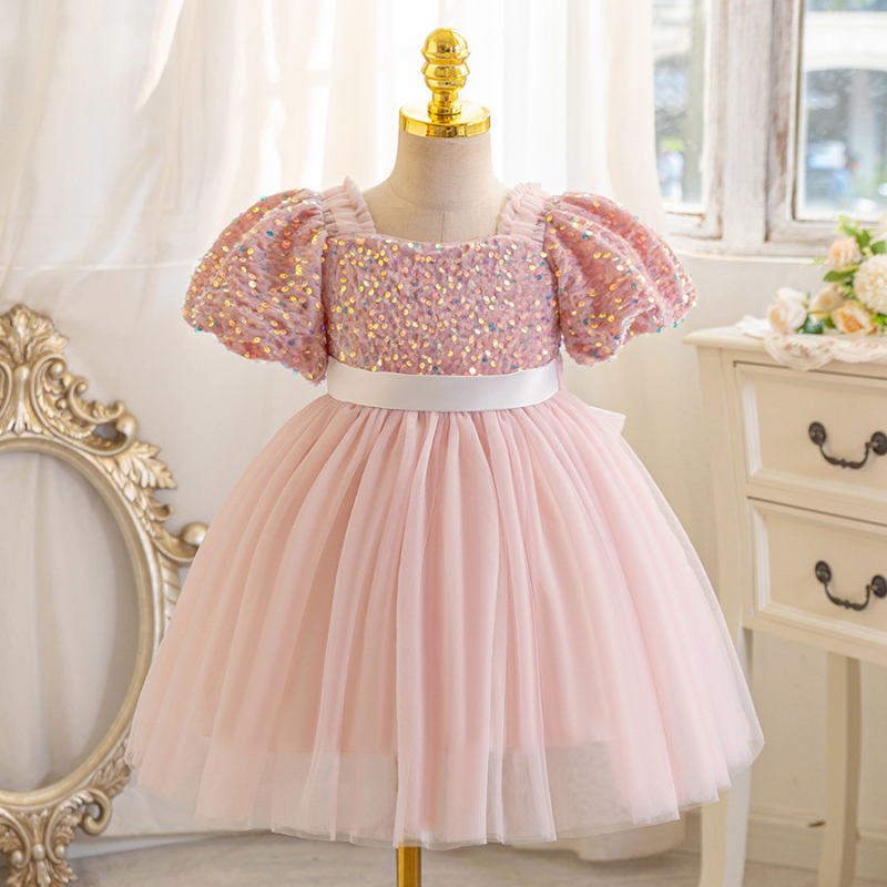 Vaikų princės suknelė su blizgučiais ir tutu sijonu, acetato pluošto audinys su medvilnės pamušalu