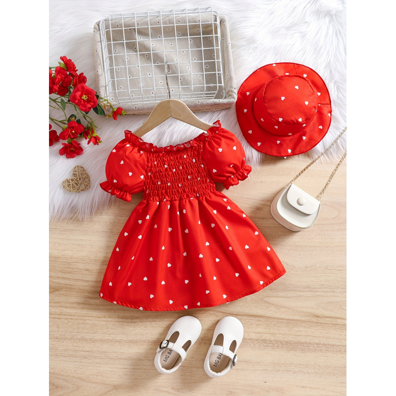 Dječji komplet: haljina s puff rukavima u retro stilu i šešir – Tianzhu pamuk, Vinylon vlakna, Petticoat suknja, patchwork stil, za djecu 8+