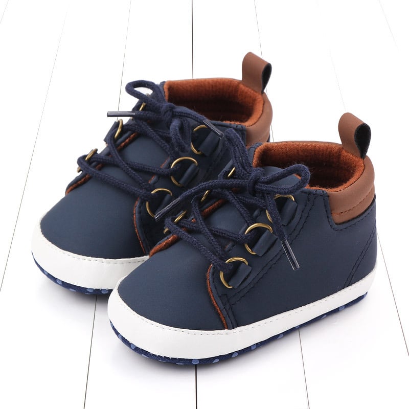 Kūdikių aukšto viršaus bateliai, minkšta neslidžia pada, priekinė sagtis, dirbtinis PU viršus, amžius 12-36 mėnesiai