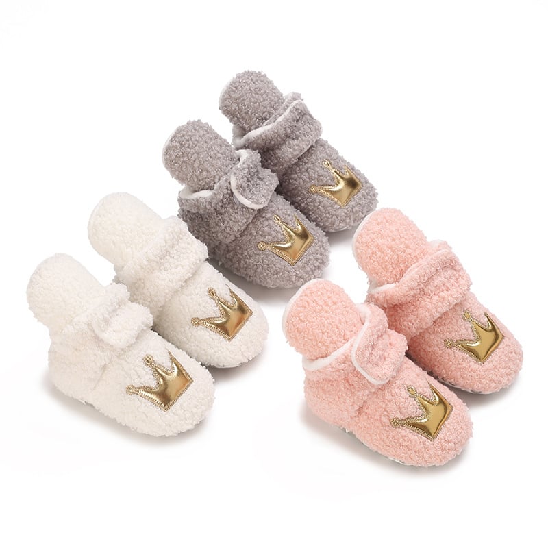 Kūdikių bateliai žiemai su flisiu viduje, neslidžiu padu, aukštu viršumi, Velcro užsegimas (12–36 mėn.)