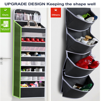 Metalo spintelė ant durų su 6 lentynomis ir 8 didelėmis kišenėmis, nešiojama