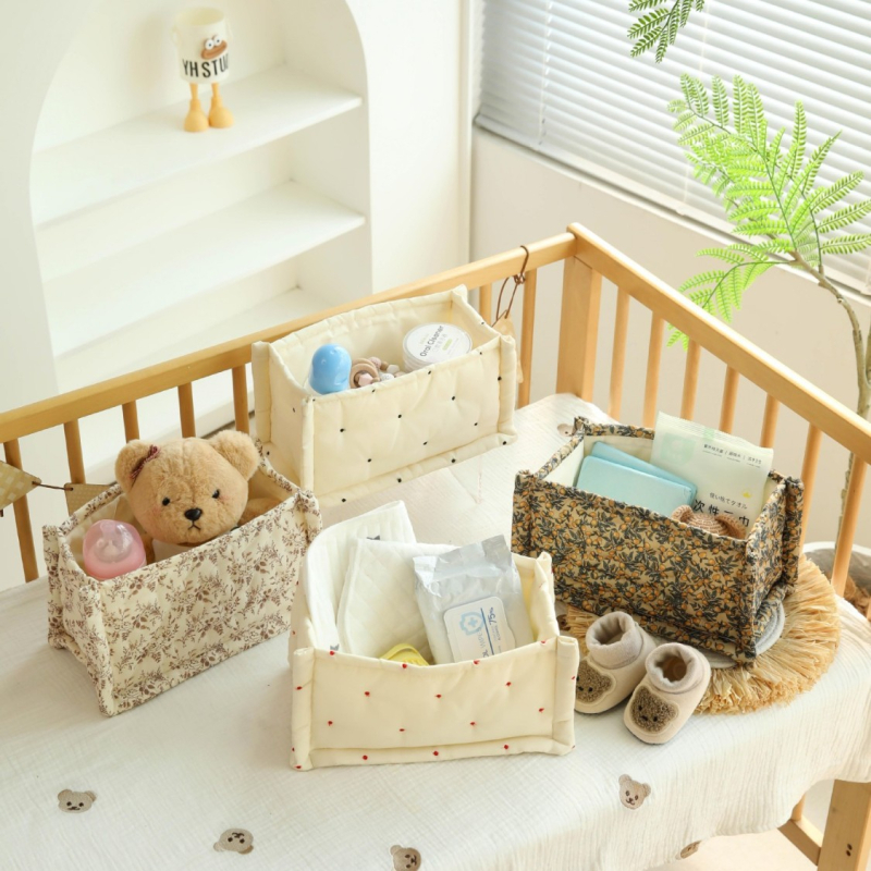 Кошница за съхранение с точкова шарка за пелени, за мляко на прах и играчки, преносима, модерен минималистичен стил, пролет 2025