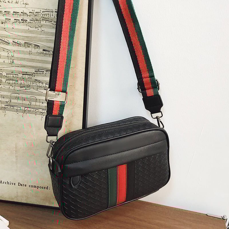 Vyriska pečių rankinė, Korėjietiško stiliaus, kasdieniam naudojimui (PU medžiaga, poliesterio pamušalas, dryžių raštas, suderinama su 14 colių nešiojamuoju, vasara 2025)