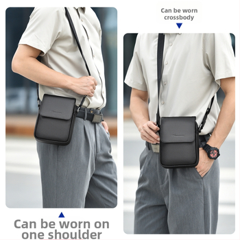 Vyrų odinė pečių rankinė verslo kelionėms — pirmojo sluoksnio karvės odos, atspari dėvėjimui, poliesterio pamušalas