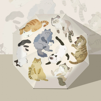 Trijų dalių sulankstomas skėtis suaugusiems, UPF 50+ UV apsauga, Impact Cloth audinys, vinilo danga, sulankstomas