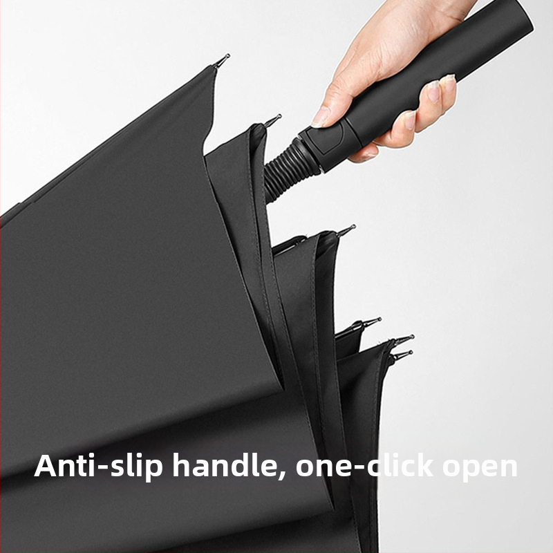 Ilgako rankenos skėtis, pusautomatinis atidarymas, lankos iš lydinio, poliesterio audinys su vinilo danga, UPF daugiau nei 50