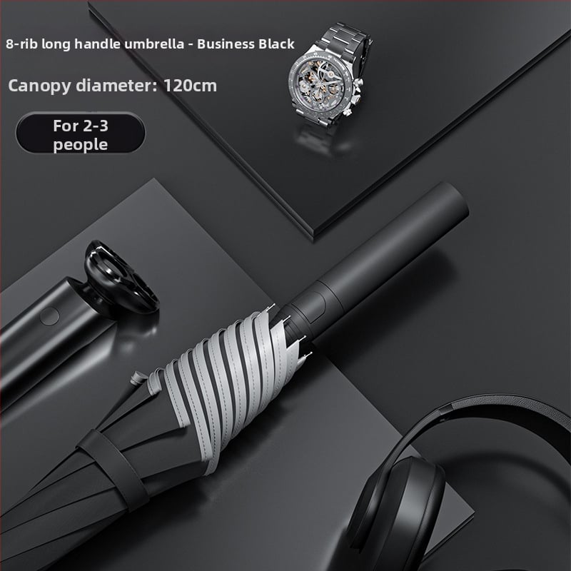 Ilgako rankenos skėtis, pusautomatinis atidarymas, lankos iš lydinio, poliesterio audinys su vinilo danga, UPF daugiau nei 50