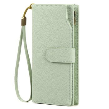 Moterų ilga piniginė-klatas su dideliu talpa ir daug kortelių skyrių (Medžiaga: Super pluoštas; Raštas: Vieno tono; Įdaila: Poliesteris; Kortelių skyriai: Daug; Talpa: Didelė)