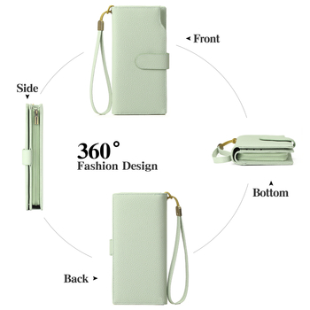 Moterų ilga piniginė-klatas su dideliu talpa ir daug kortelių skyrių (Medžiaga: Super pluoštas; Raštas: Vieno tono; Įdaila: Poliesteris; Kortelių skyriai: Daug; Talpa: Didelė)