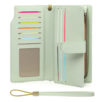 Moterų ilga piniginė-klatas su dideliu talpa ir daug kortelių skyrių (Medžiaga: Super pluoštas; Raštas: Vieno tono; Įdaila: Poliesteris; Kortelių skyriai: Daug; Talpa: Didelė)