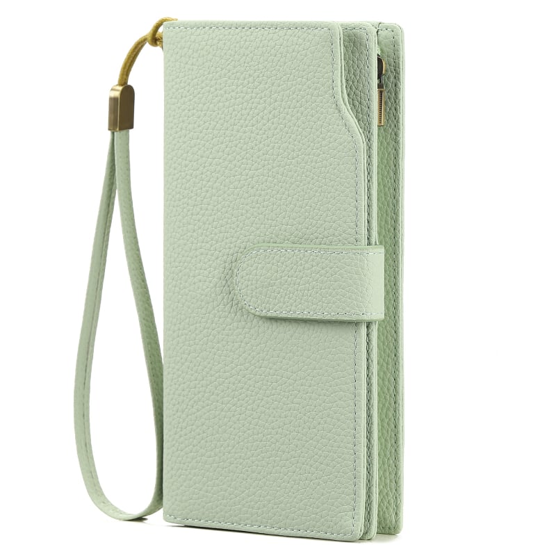 Moterų ilga piniginė-klatas su dideliu talpa ir daug kortelių skyrių (Medžiaga: Super pluoštas; Raštas: Vieno tono; Įdaila: Poliesteris; Kortelių skyriai: Daug; Talpa: Didelė)