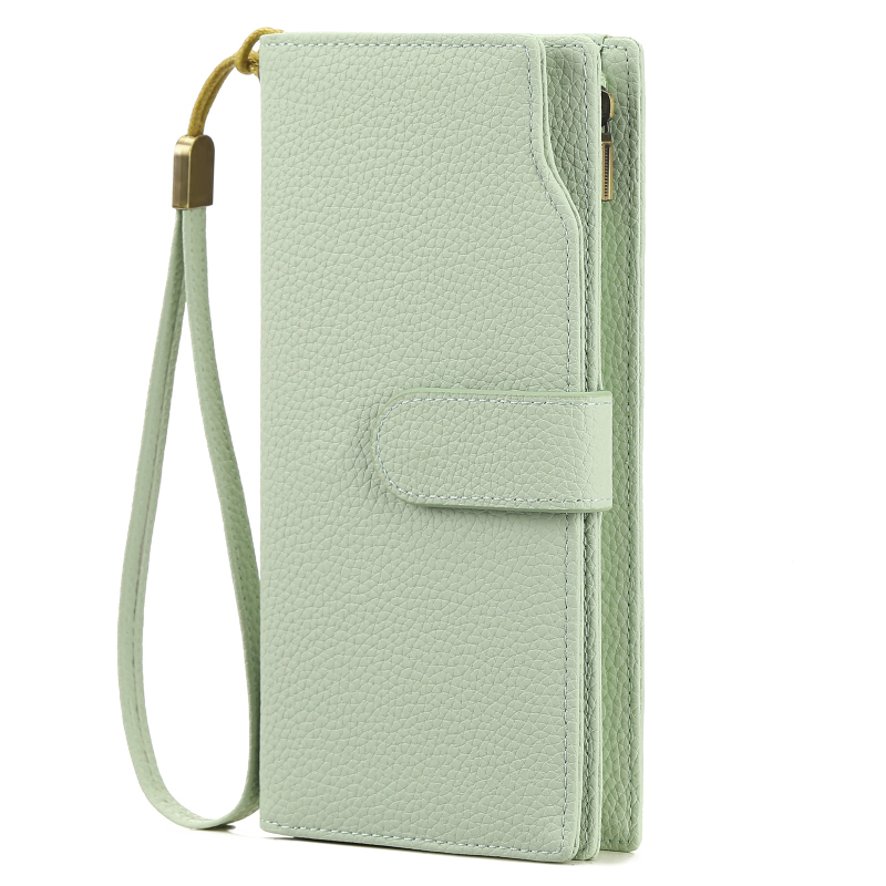 Moterų ilga piniginė-klatas su dideliu talpa ir daug kortelių skyrių (Medžiaga: Super pluoštas; Raštas: Vieno tono; Įdaila: Poliesteris; Kortelių skyriai: Daug; Talpa: Didelė)