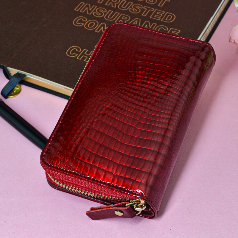 Moteriška odinė piniginė iš pirmo sluoksnio karvės odos, vidinis pamušalas iš karvės odos, verslo elitinis stilius, atspari vandeniui ir antibakterinė