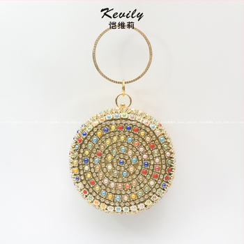 Apvalus būgninė delninė su krištoliniais karoliukais, poliesteris, rankų darbo, tvirta, užsegimas su grandine