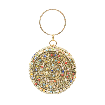 Apvalus būgninė delninė su krištoliniais karoliukais, poliesteris, rankų darbo, tvirta, užsegimas su grandine