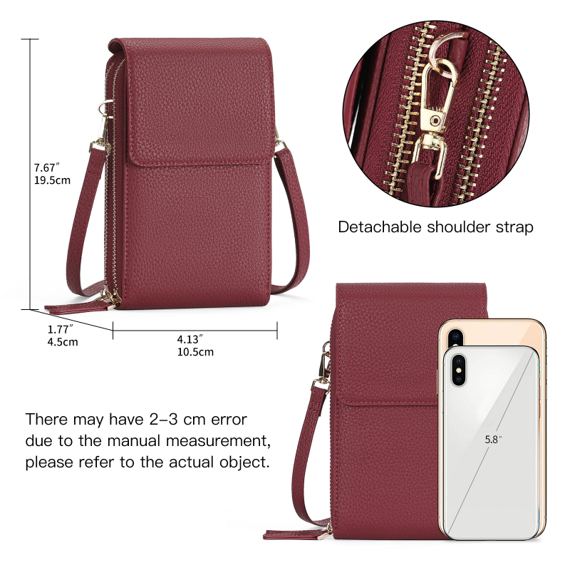 Mobiiltelefonikott ehtsast nahast - esimesest kihist veisnahk, tõmblukuga sulgumine, sisemine mündikott, vertikaalne ruudukujuline kuju