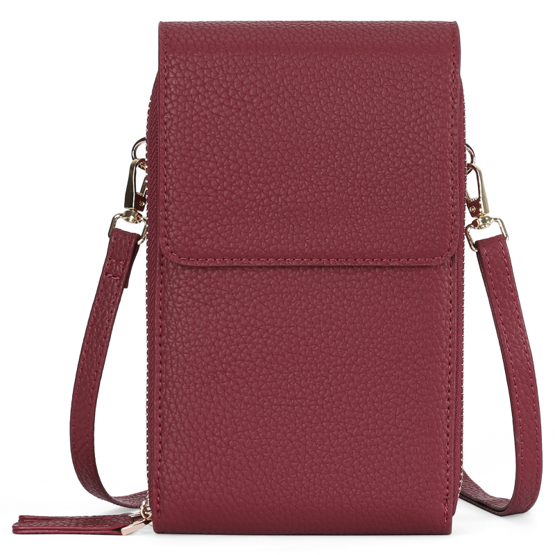 Mobiiltelefonikott ehtsast nahast - esimesest kihist veisnahk, tõmblukuga sulgumine, sisemine mündikott, vertikaalne ruudukujuline kuju