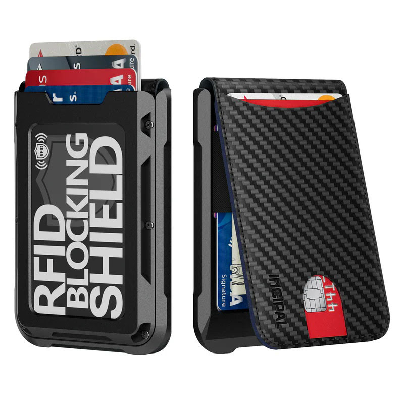 RFID кожен портфейл за карти – унисекс, пролет 2024, ултралек, устойчив на износване, защита от измами, автоматично изскачане на карти